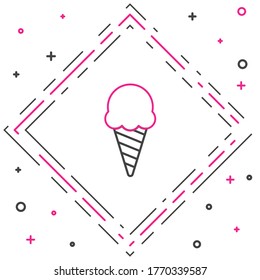 Line Ice cream in waffle cone icon isolated on white background. Sweet symbol. Colorful outline concept. Vector Illustration