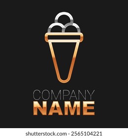 Line Ice cream in waffle cone icon isolated on black background. Sweet symbol. Colorful outline concept. Vector