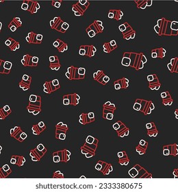 Line Iced coffee icon isolated seamless pattern on black background.  Vector