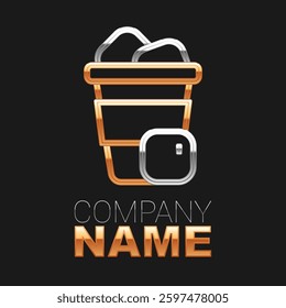 Line Iced coffee icon isolated on black background. Colorful outline concept. Vector
