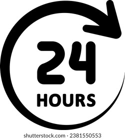 Line icon of 24 hours as symbol of 24-hour business