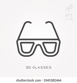 Line icon 3d glasses