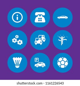 line icon. 9 line set with science icons, traffic, race and badminton vector icons for web and mobile app