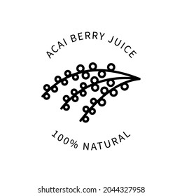 Line Icon Acai Berry Juice In Simple Style. Vector sign in a simple style isolated on a white background.