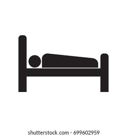 Line icon accommodation. Man lying in bed. Vector illustration.