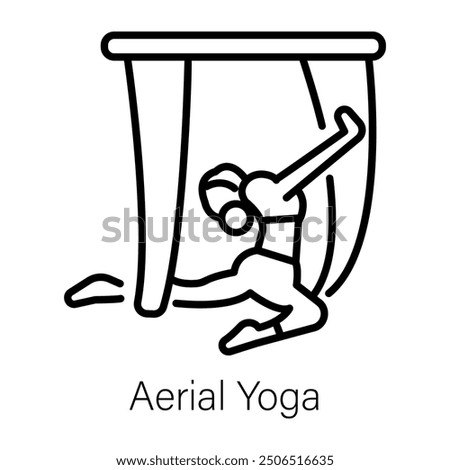 A line icon of aerial yoga 
