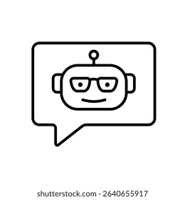 Line icon of AI chatbot tutor with editable stroke for smart digital education and automated virtual learning systems