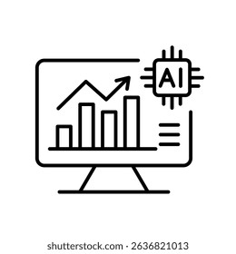 Line icon of AI performance analytics with editable stroke for dashboards and academic tracking systems