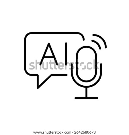Line icon of AI voice assistant with editable stroke for audio learning and voice interaction in education