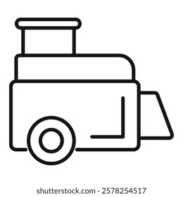 Line icon of an airport ground handling bus transporting luggage