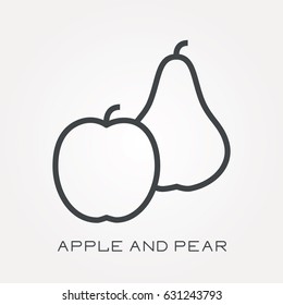 Line icon apple and pear