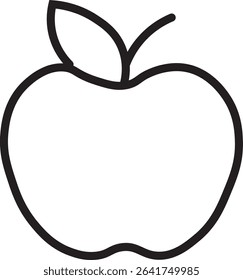 line icon of an apple. Simple black and white outline vector representing fresh fruit, healthy food, harvest, or autumn themes. Great for educational, organic, or seasonal graphics.