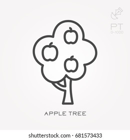 Line icon apple tree