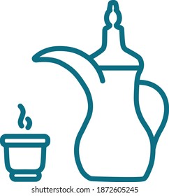 Line Icon Of An Arab Traditional Coffee Pot