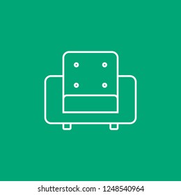 Line icon armchair isolated on green background. Vector illustration.