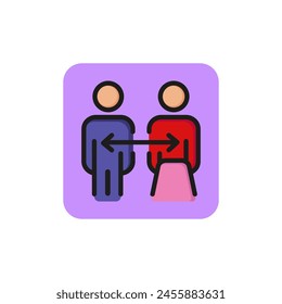 Linien-Symbol des Pfeils zwischen Mann und Frau. Geschlechtergleichstellung, Transgender, Paar. Beziehungskonzept. Kann für Themen wie Familie, Menschenrechte, Kommunikation verwendet werden