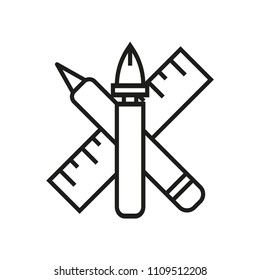 Line icon art graphic design vector. Creative thin logo industry pen. Flat digital outline professional tool designer. Simple brush symbol. 