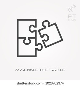 Line icon assemble the puzzle