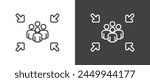 Line icon of Assembly point sign. gathering point signboard, Assembly point icon, emergency evacuation icon symbol, assembly sign vector illustration in black and white background.