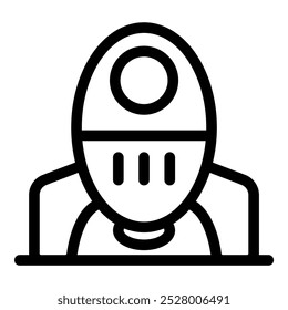 Line icon of an astronaut wearing a spacesuit, representing space exploration and discovery