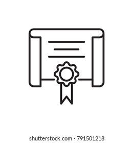 Line icon of award certificate with badge