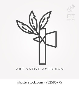 Line icon axe native American