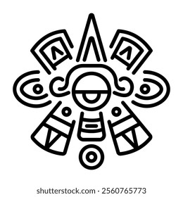 A line icon of aztec quetzalcoatl symbol 