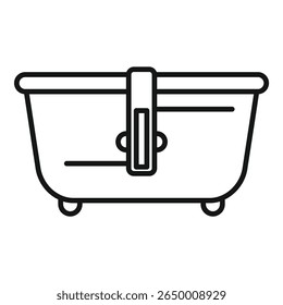 Line icon of a baby bathtub with a handle, designed for safe and comfortable bathing experience for newborns