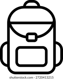 Linha ícone de mochila representando escola e aventura