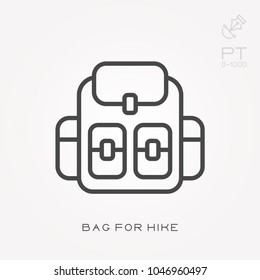 Line icon bag for hike