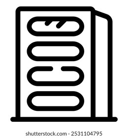 Line icon of a bakery display case showing off freshly baked bread