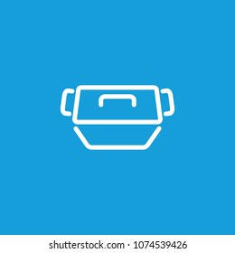 Line icon of baking pan with cover. Roasting, meal, food preparation. Kitchenware concept. Can be used for topics like cooking, kitchen, food