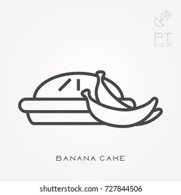 Line icon banana cake