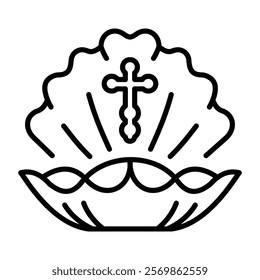 A line icon of baptismal shell 