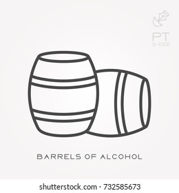 Line icon barrels of alcohol