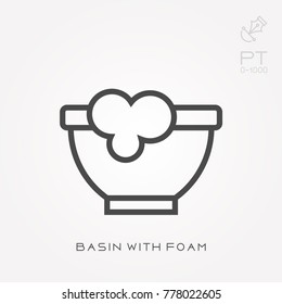 Line icon basin with foam