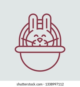 Line icon basket with rabbit
