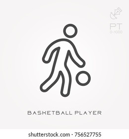 Line icon basketball player