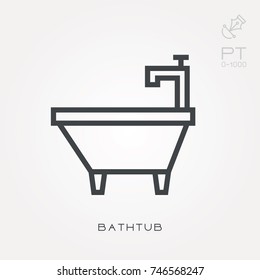 Line icon bathtub
