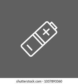 Line icon of battery. Electronic device, lithium battery, alkaline accumulator. Power concept. Can be used for topics like technology, electronics, energy