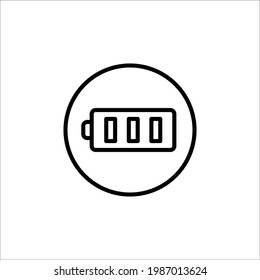 Line Icon Battery Indicator In A Simple Style. It represents the battery charge level. Vector sign in a simple style, isolated on a white background
