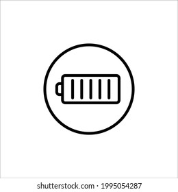 Line Icon Battery Indicator In A Simple Style. It represents the battery charge level. Vector sign in a simple style, isolated on a white background