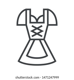 Line icon Bavarian women suit. With the ability to change the line thickness.