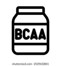 Line icon of a BCAA supplement jar, representing health and fitness supplements. Great for sports, nutrition, and wellness projects. Editable stroke.