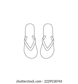 Line icon Beach Sandals and Flip-Flops sketch illustartion. Outline icon beach Sandals Sketching Summer Shoes hand drawing sandals icon isolated on background. Footwear silhouette