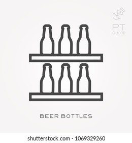 Line icon beer bottles