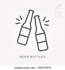 Line icon beer bottles