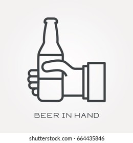Line icon beer in hand