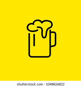 Line icon of beer mug. Bar, pub, alcoholic drink. Beverage concept. Can be used for signboards, poster, brochure pictograms