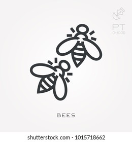 Line icon bees